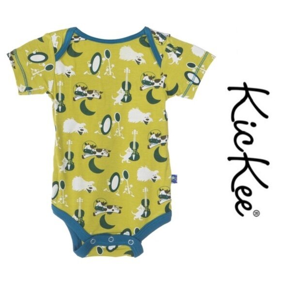 Kickee Pants | "Hey Diddle Diddle" Yellow Citronella Body Suit | Size 0-3 Months - Picture 1 of 5